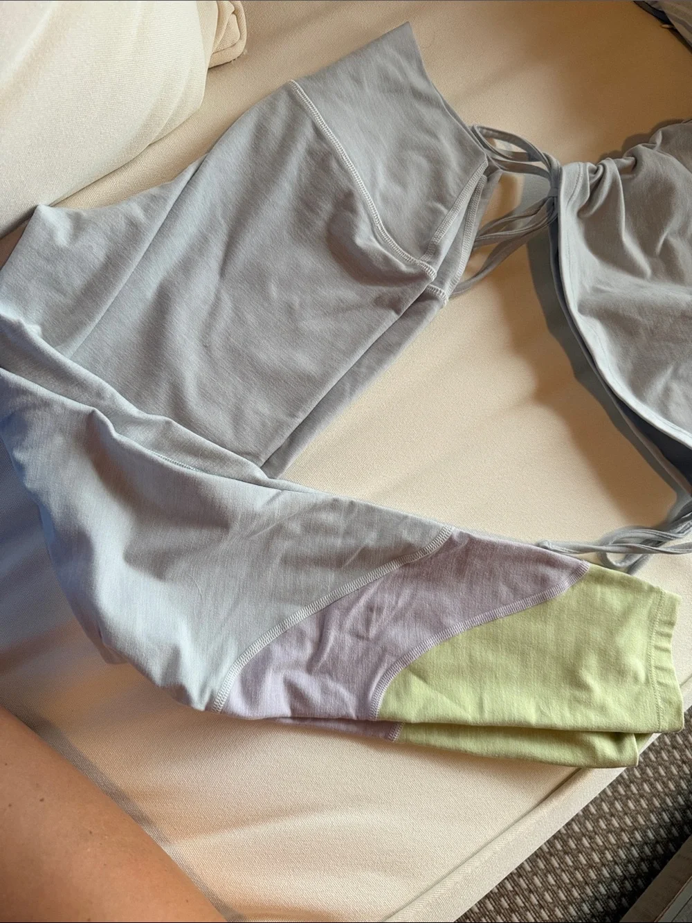 Playground active small Light blue Ruched Tank and Colorblock Leggings